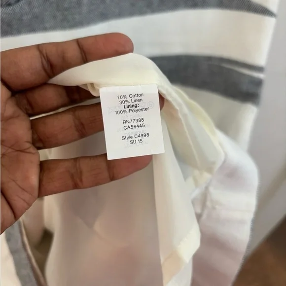 J.crew Sheath Dress Gray White Stripe Sleeveless Linen Blend Career Classic - Picture 7 of 7